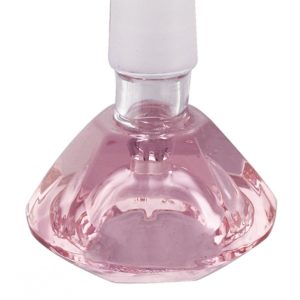 Pink Diamond Shape Male Glass Herb Holder - Fits 14mm Bong