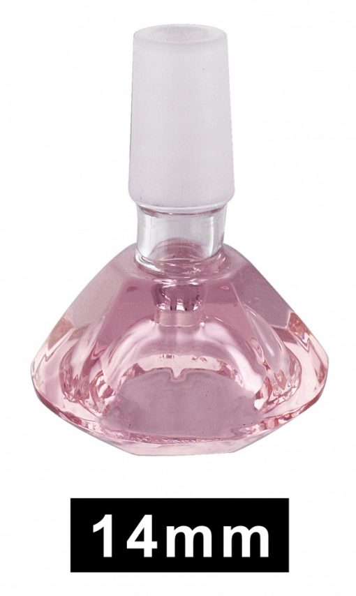 Pink Diamond Shape Male Glass Herb Holder - Fits 14mm Bong