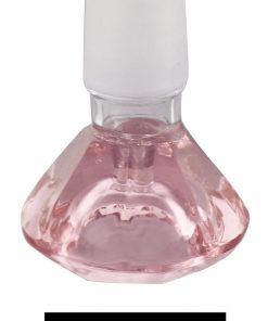 Pink Diamond Shape Male Glass Herb Holder - Fits 19mm Bong
