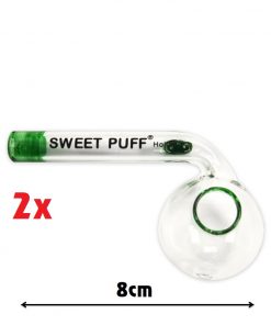 Sweet Puff Pipe with Green Rim and Balancer 8cm x2