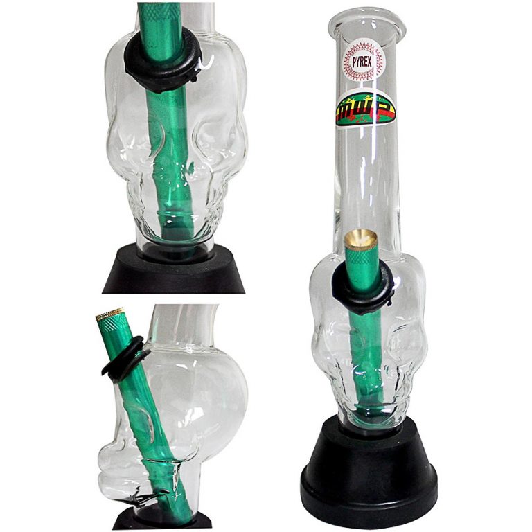 Skull Glass Gripper Bong 26cm