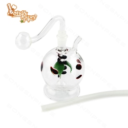 Mini Glass Tobacco Pipe With Leaf 8.5cm - Cheap Smoke Online