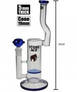 Stone Age With Strainer Blue Glass Bong 35cm