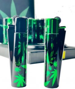 CLIPPER METAL LIGHTERS GREEN LEAVES