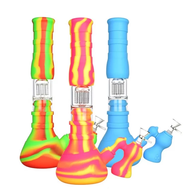 Triple Chamber Tree Perc Silicone Beaker Waterpipe 37cm